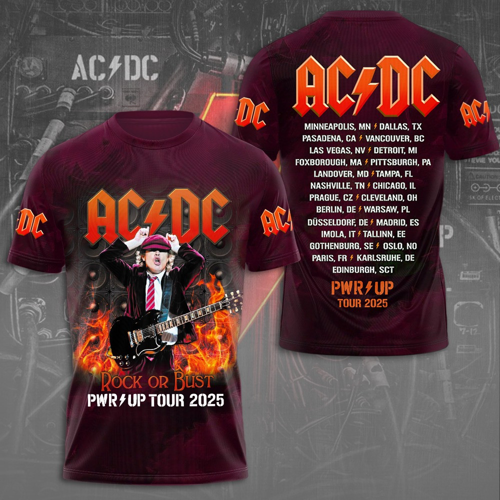 ACDC World Tour PWRUP 2025 T-Shirt Good Gifts For Music Lovers