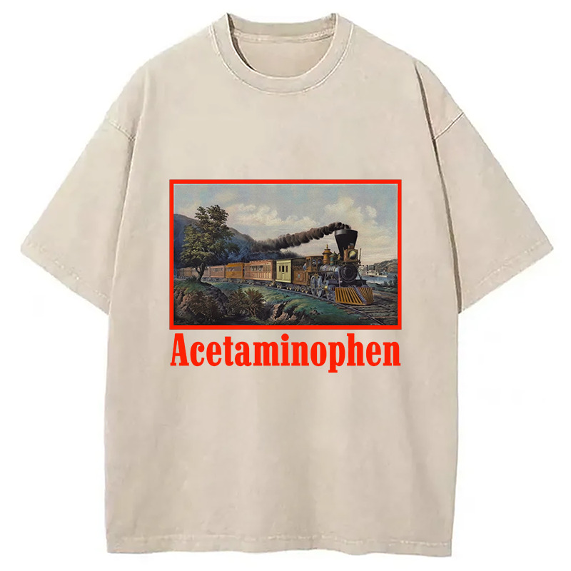 Acetaminophen Funny Meme Washed T-Shirt Classic Graphic Fashion Tee Gifts For Friends