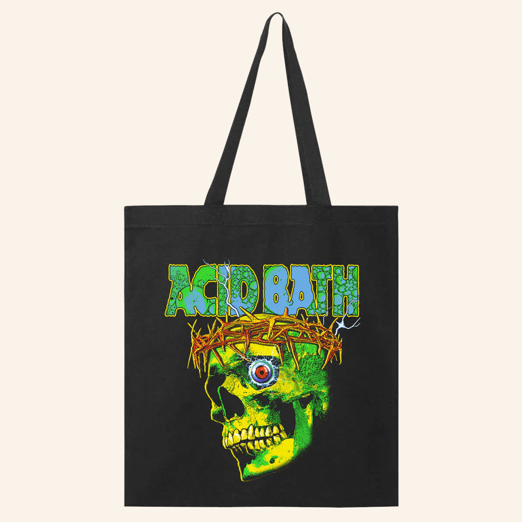 Acid Bath Merch Crown Skull Tote Bag Music Gift Ideas For Guys