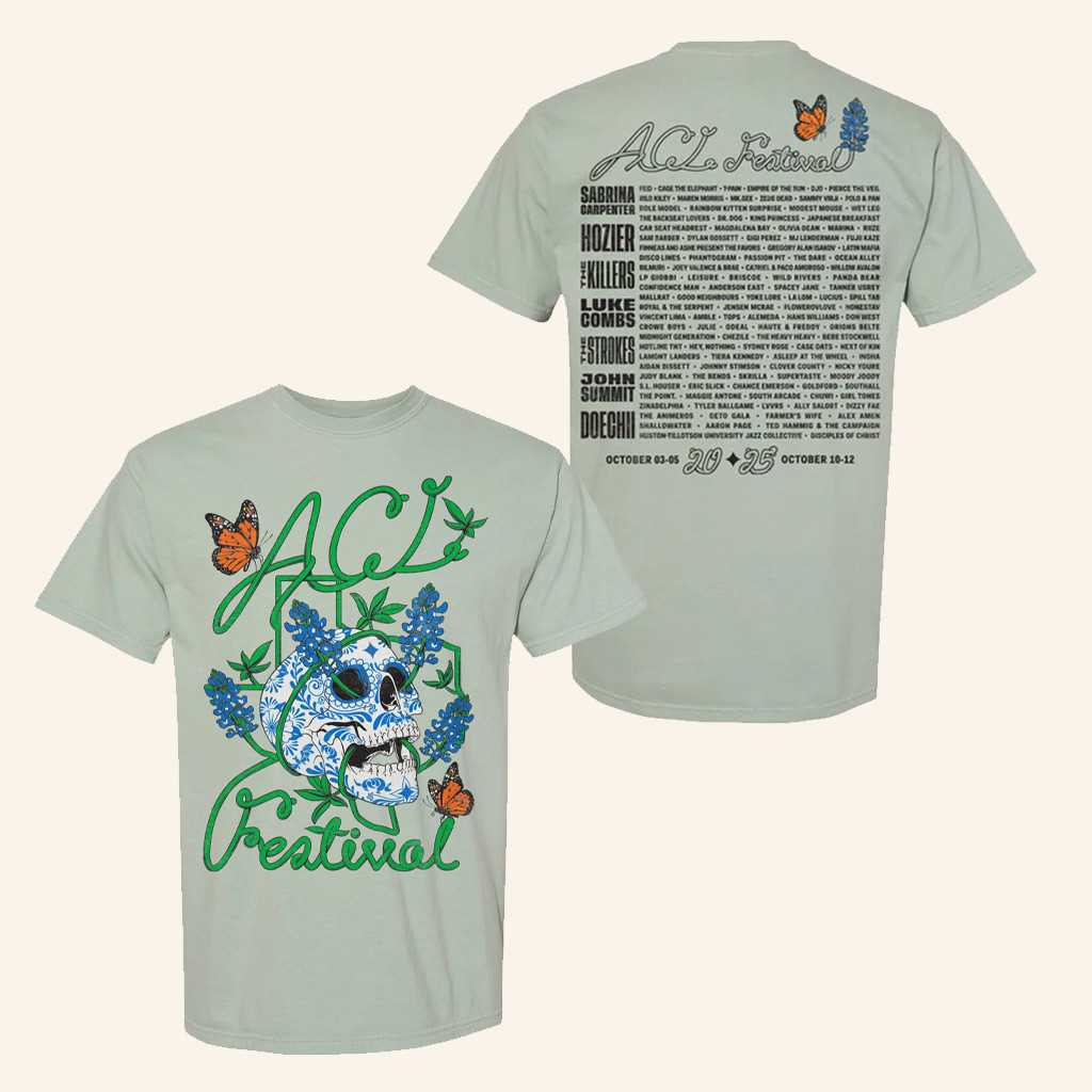 ACL Festival Merch Bluebonnet Skull T-Shirt Christmas Gifts For Wife