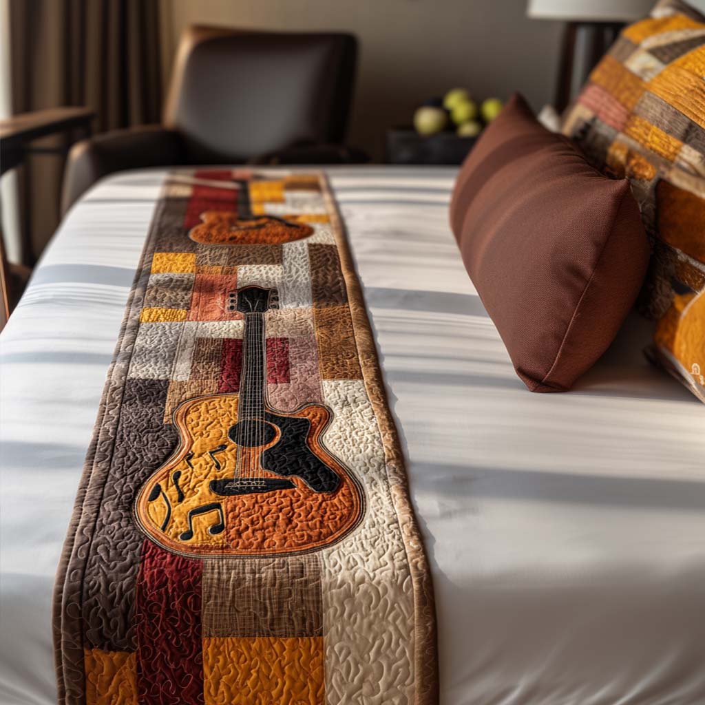 Acoustic Dream Quilted Bed Runner Bedroom Decorations Gifts For Guitar Lovers