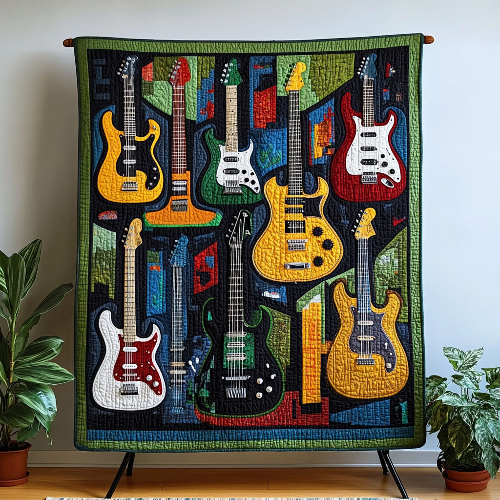 Acoustic Vibes Quilted Blanket Gifts For Guitar Players