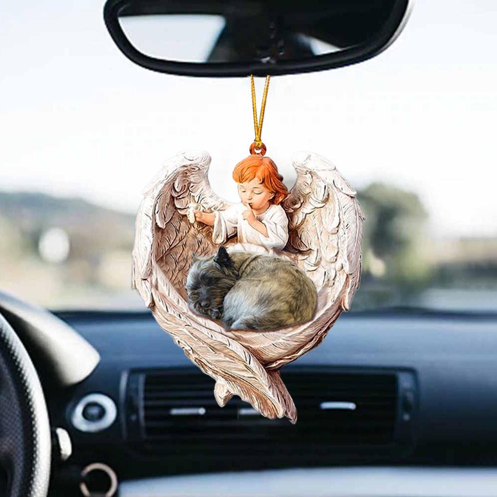 Acrylic Hanging Ornament Cairn Terrier Sleeping Protected By Angel
