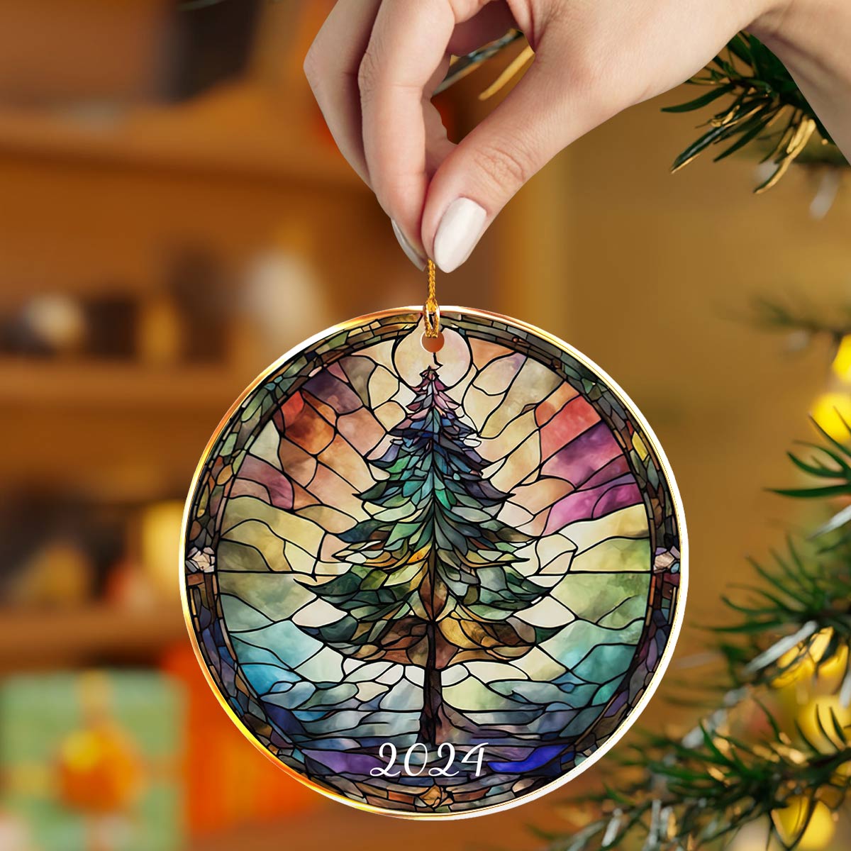 Acrylic Ornament 2024 Festive Stained Beautiful Ornament For Family