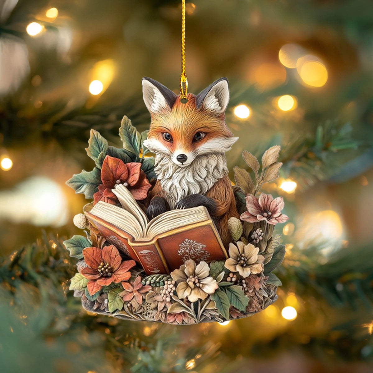 Acrylic Ornament A Bookish Fox Elegant Christmas Tree Ornament