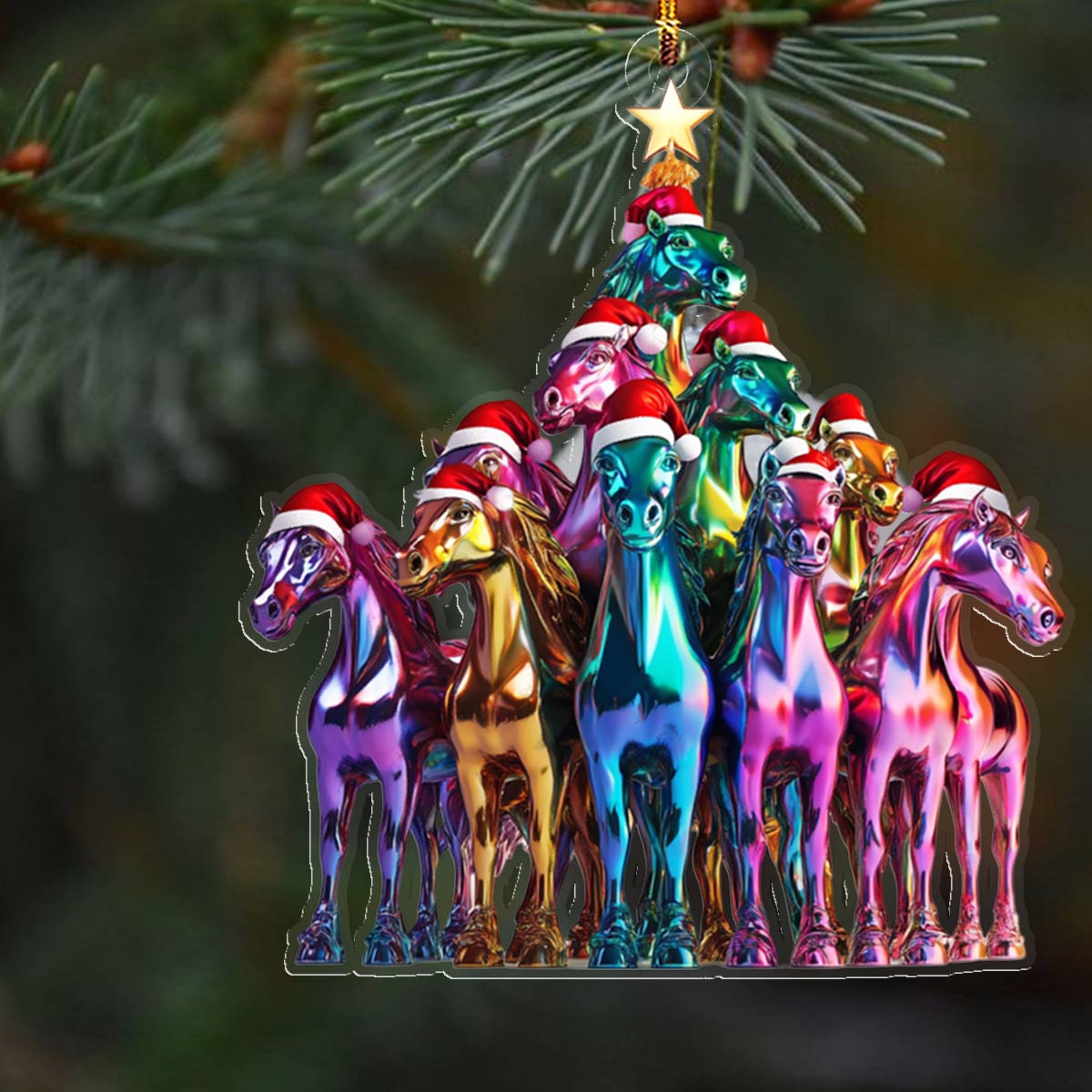 Acrylic Ornament Amazing Christmas Tree Horses Special Holiday Tree Decor
