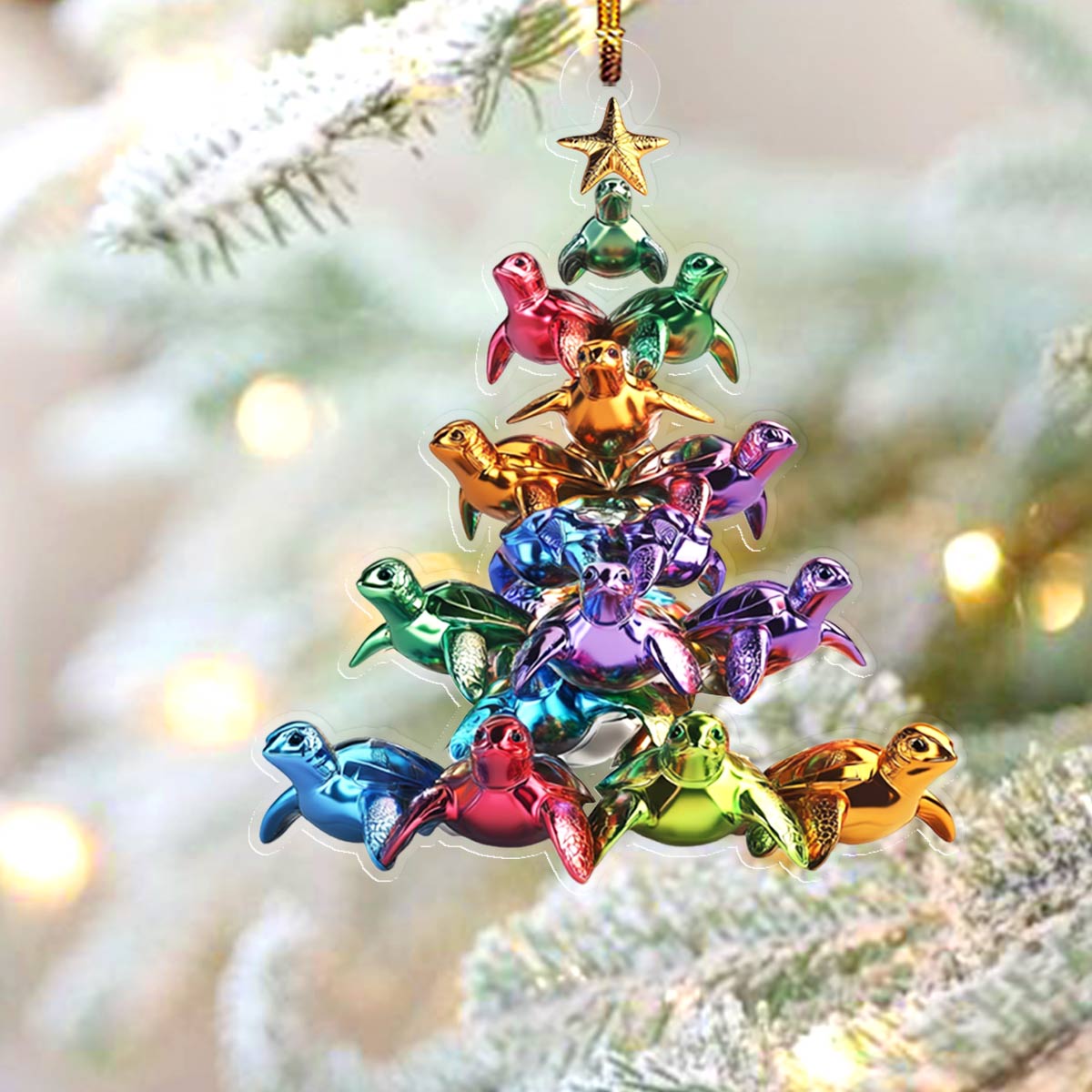 Acrylic Ornament Amazing Sea Turtles Christmas Tree Stylish Holiday Ornament Design