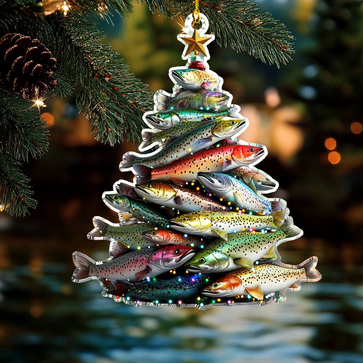 Acrylic Ornament Amazing Trout Christmas Tree Joyful Christmas Ornament Keepsake