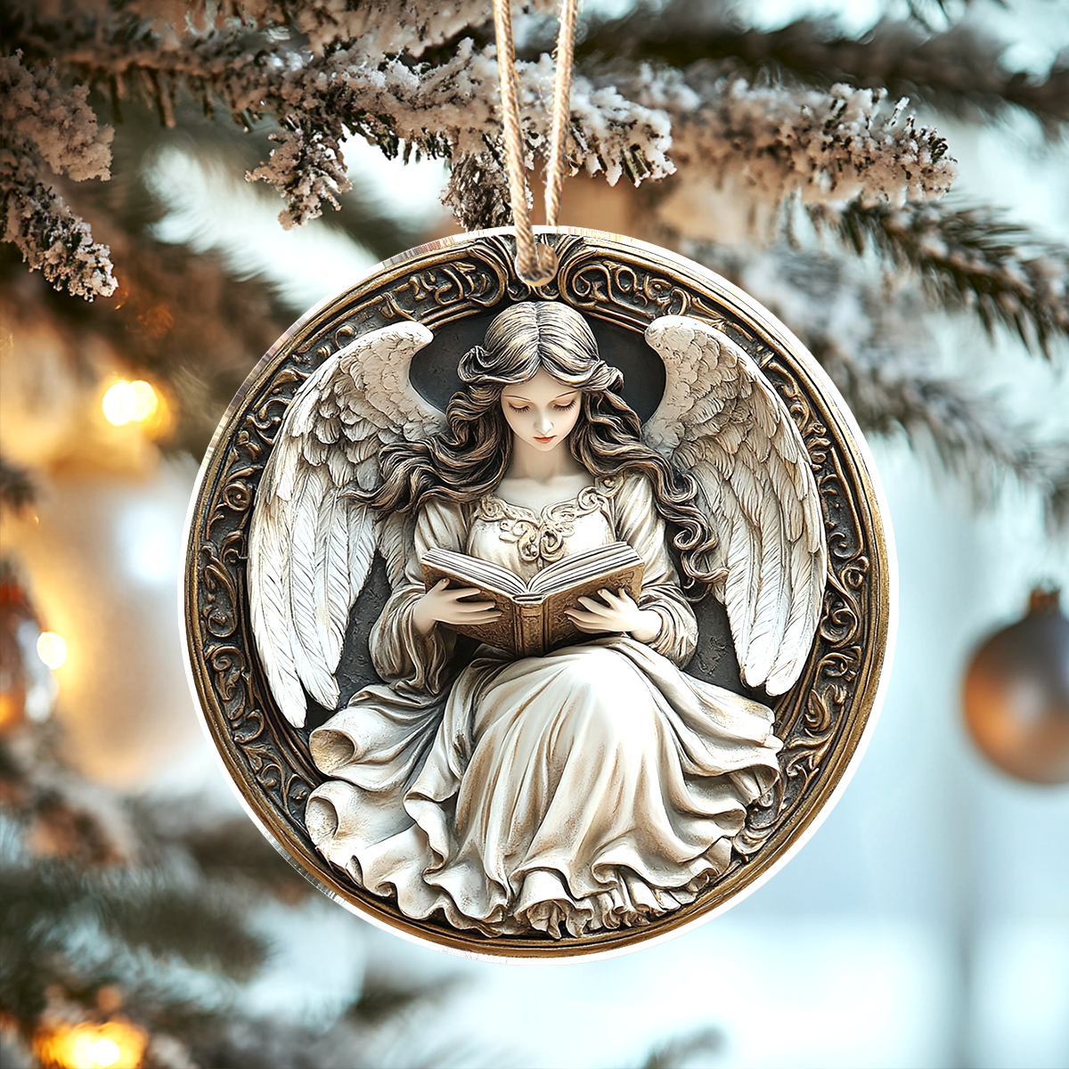 Acrylic Ornament Angelic Elegance Book Lover Keepsake Unique Merch Ornament Gift