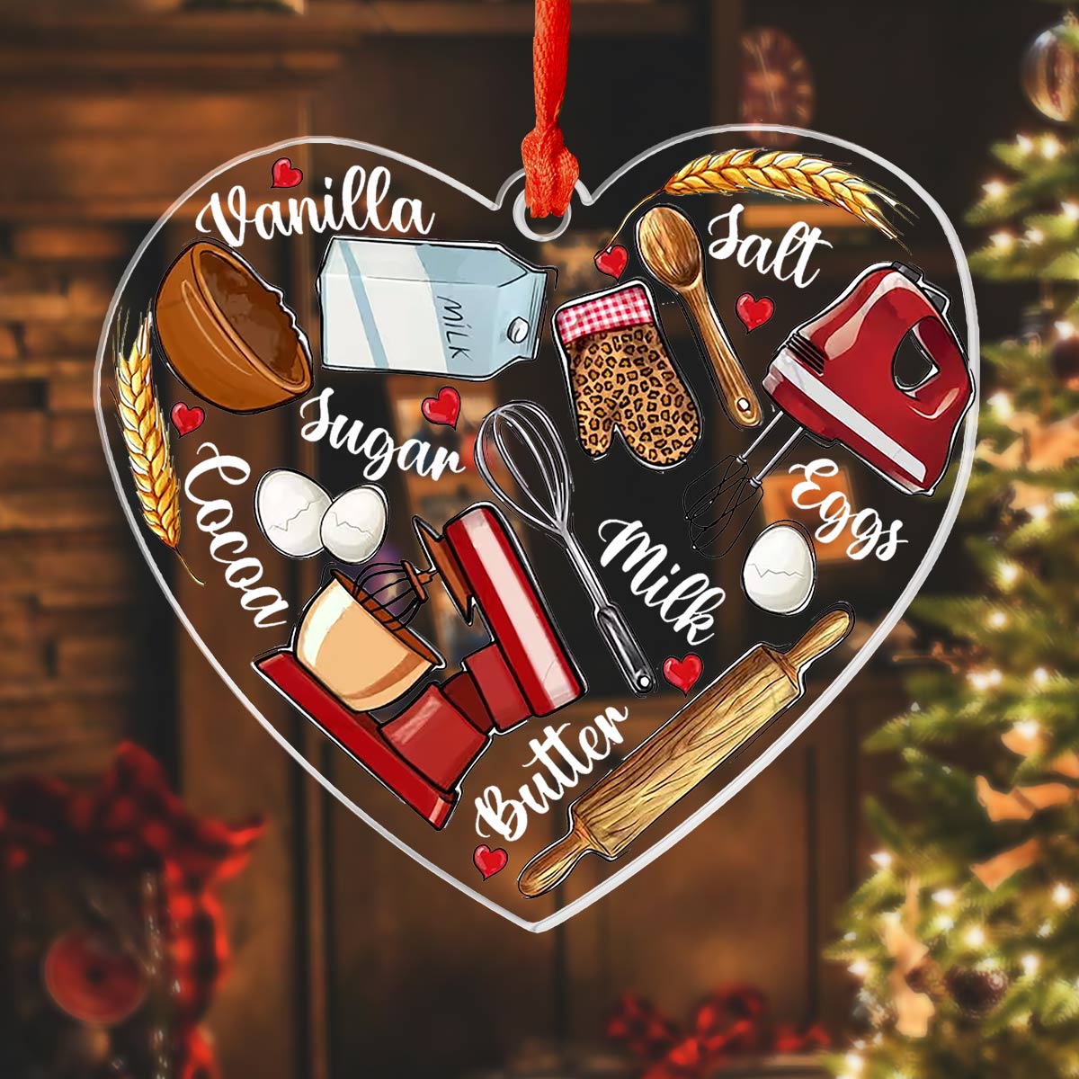 Acrylic Ornament Baking Heart Heartwarming Family Ornament Keepsake