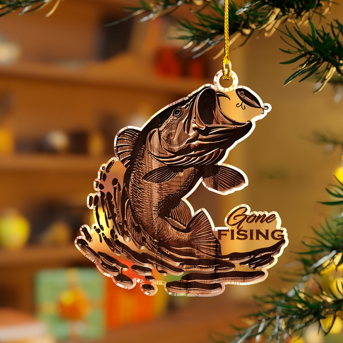 Acrylic Ornament Bass Gone Fishing Memorable Family Ornament