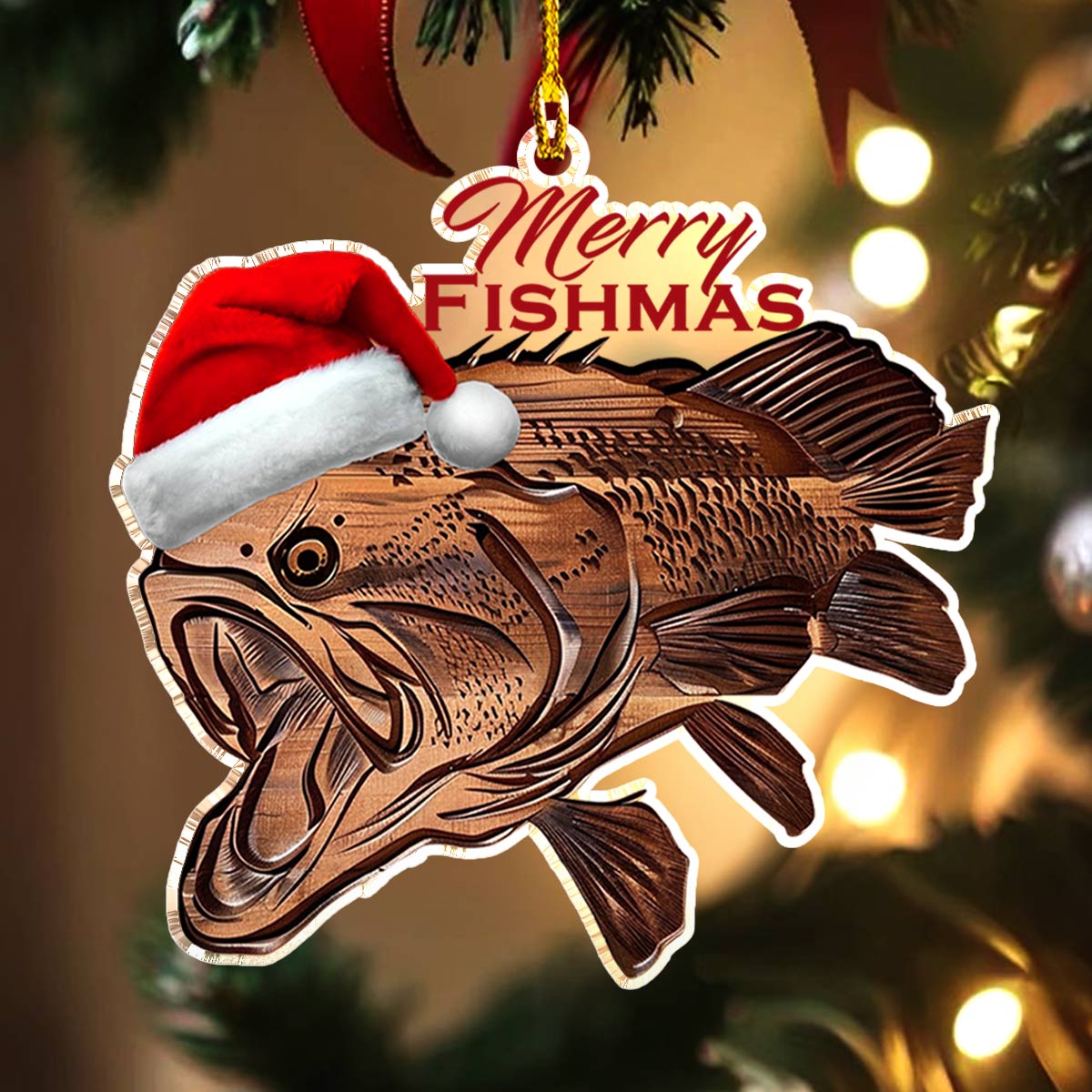 Acrylic Ornament Bass Merry Fishmas Memorable Family Ornament Joyful Christmas Ornament Keepsake