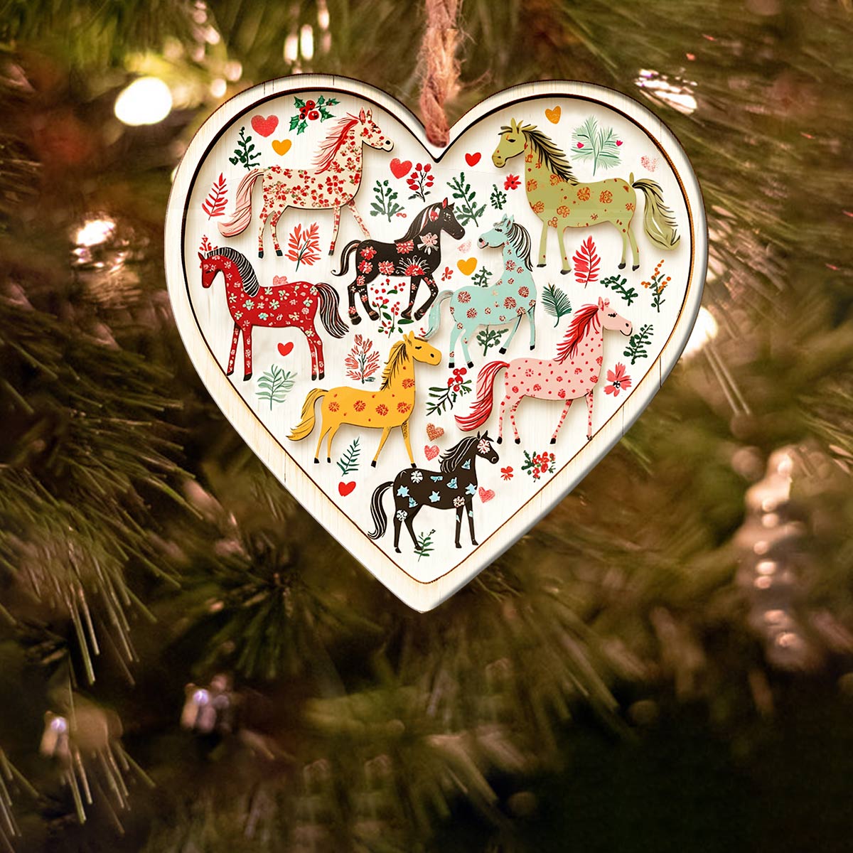 Acrylic Ornament Beautiful Horses Floral Perfect Gift For Him Charming Ornament For Couples