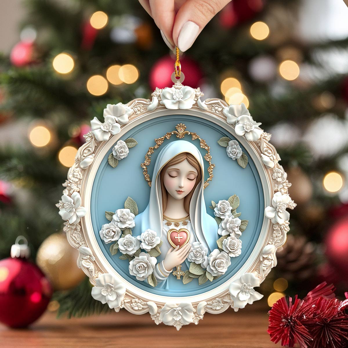 Acrylic Ornament Blessed Virgin Mary Christmas Stylish Holiday Ornament Design