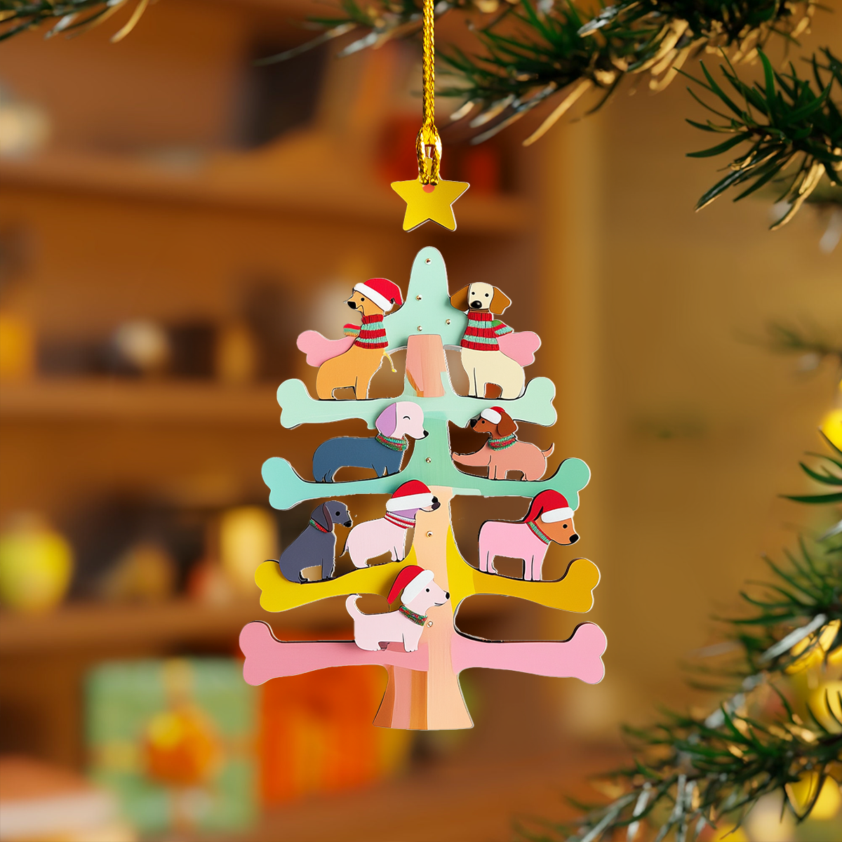 Acrylic Ornament Bonenanza Dachshund Tree Perfect Ornament Gift For Her