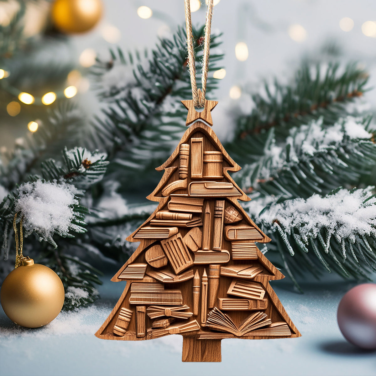 Acrylic Ornament Book Lovers Christmas Tree Unique Keepsake Ornament Gift