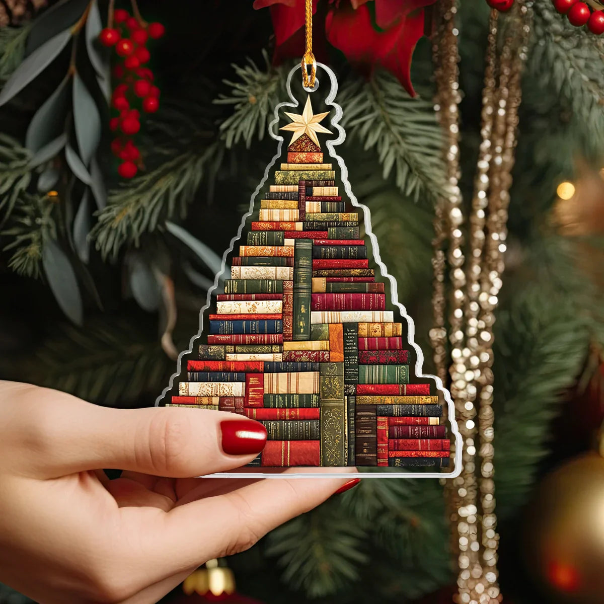 Acrylic Ornament Book Tree Holiday Heartwarming Holiday Decoration