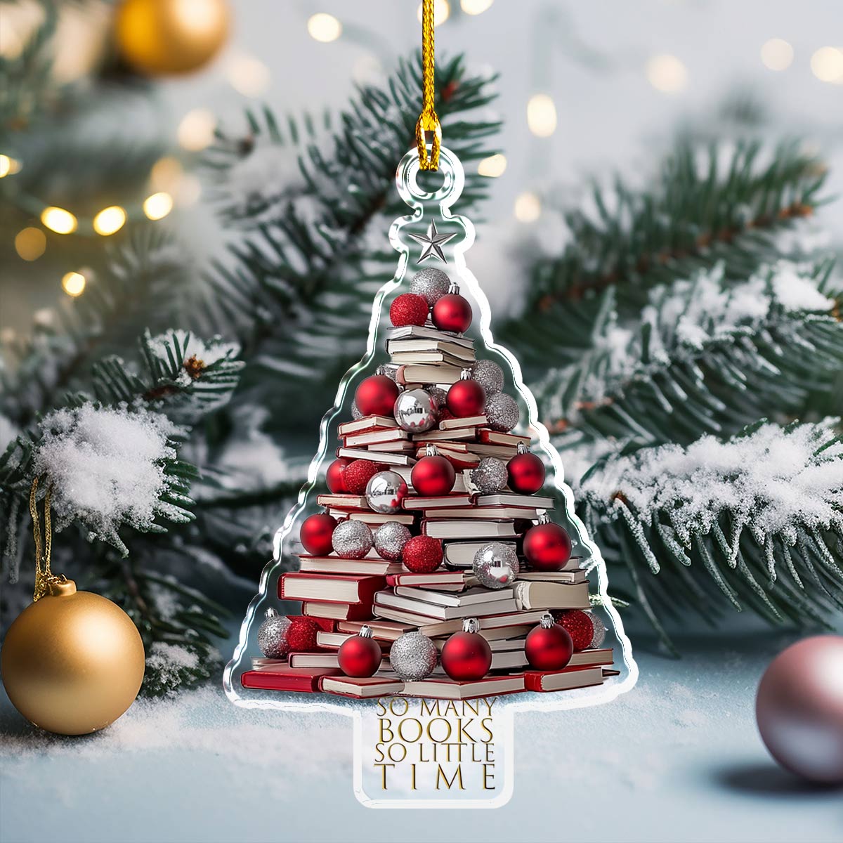 Acrylic Ornament Book Tree Quotes Unique Merch Gift Idea Holiday Merch Decor Idea