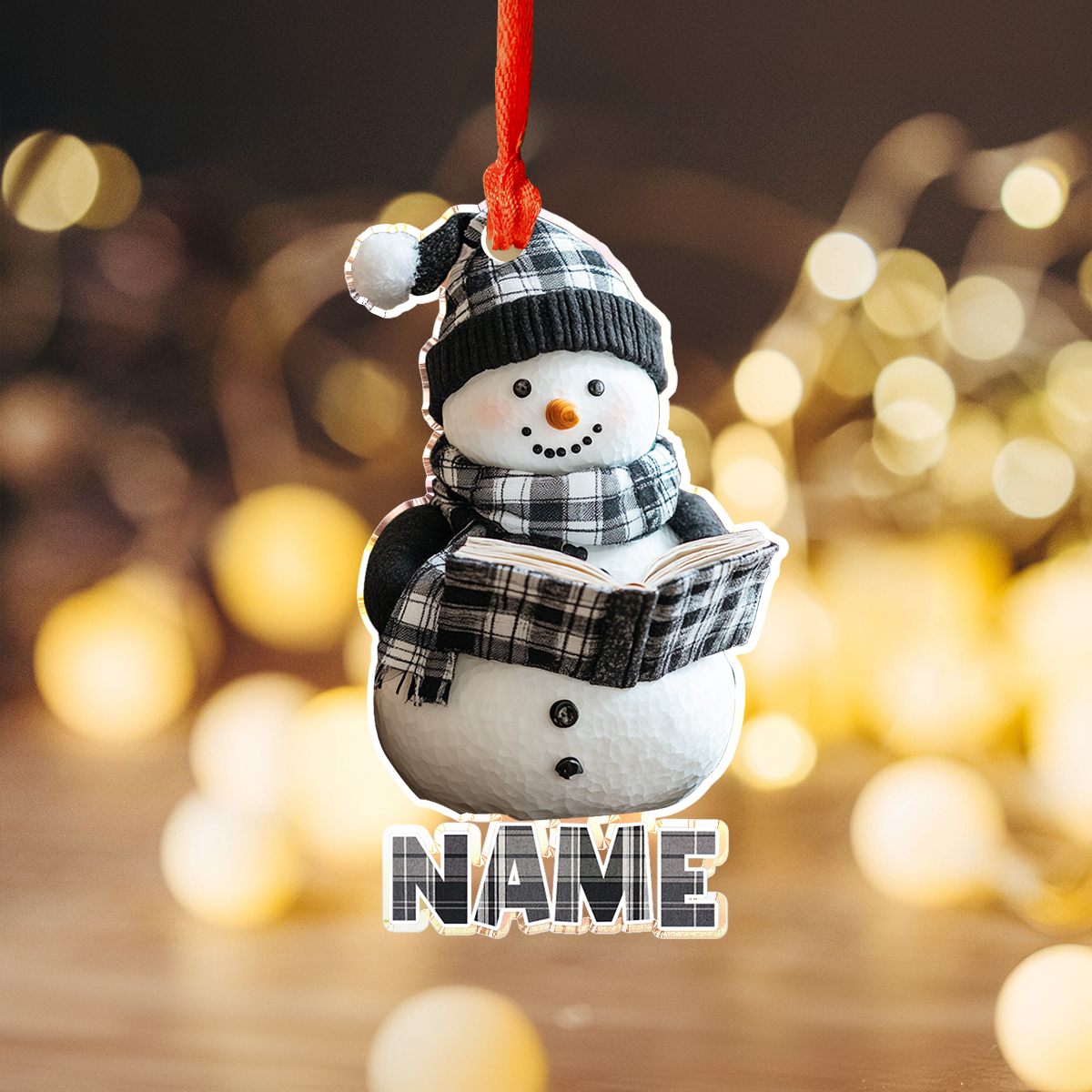 Acrylic Ornament Bookish Snowman Charm Elegant Christmas Tree Ornament