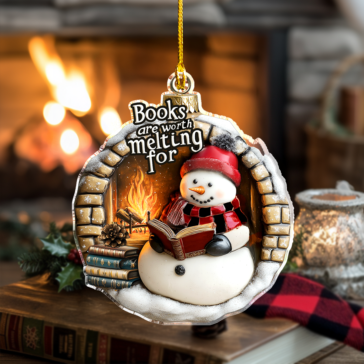 Acrylic Ornament Books Are Worth Melting For Snowman Book Lover Memorable Merch Keepsake