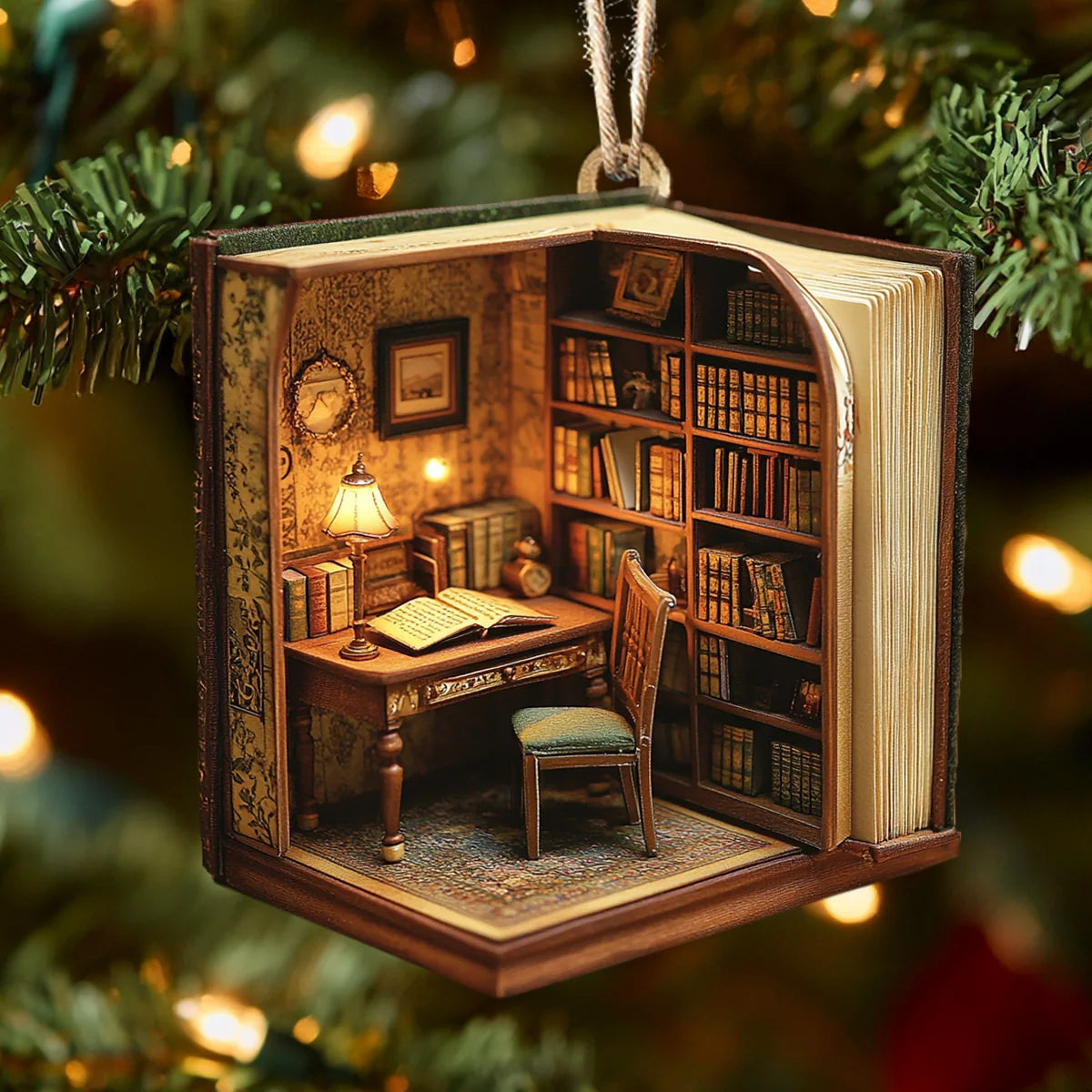 Acrylic Ornament Bookworms Cozy Corner Festive Merch Ornament Design