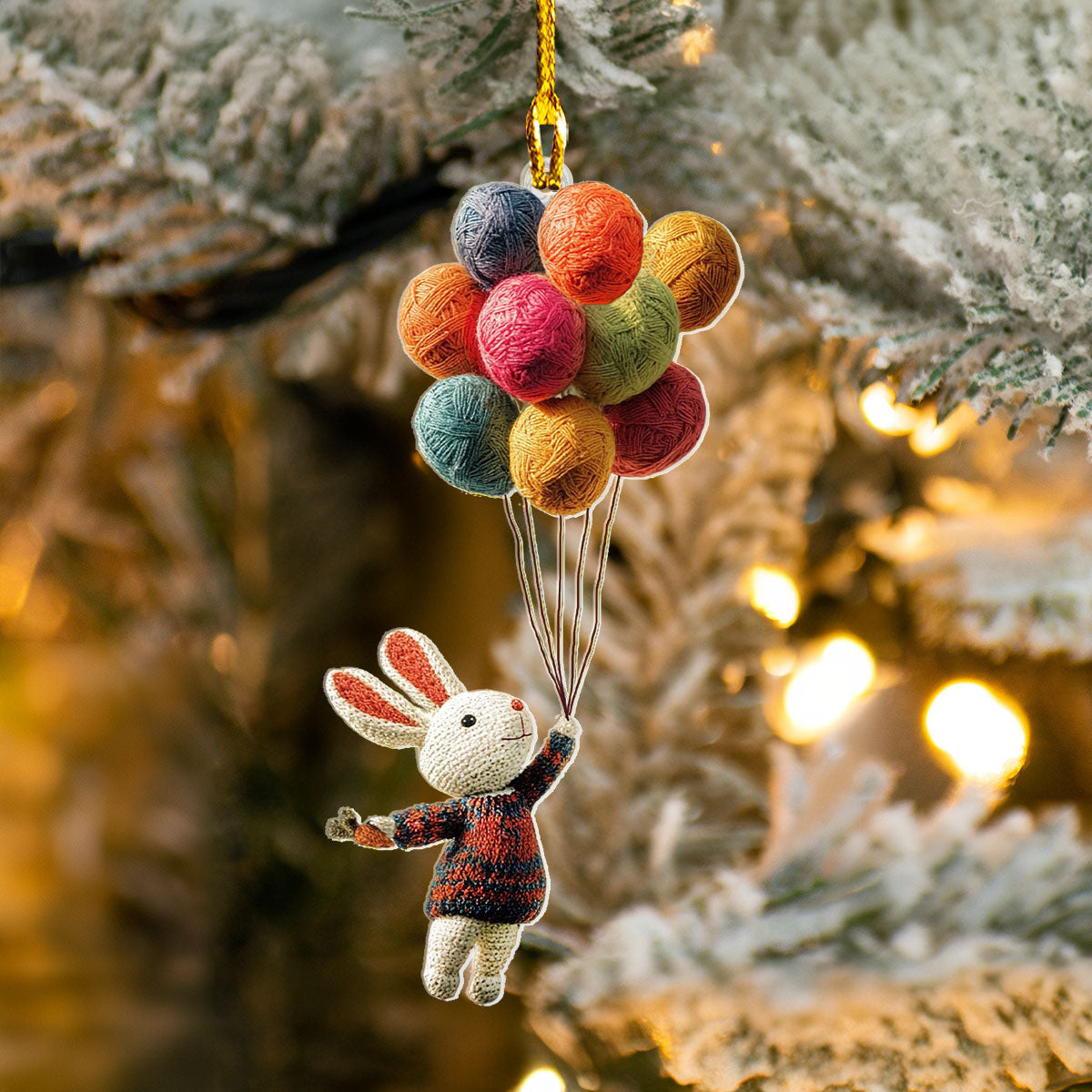 Acrylic Ornament Bunny Balloon Warm Winter Home Ornament