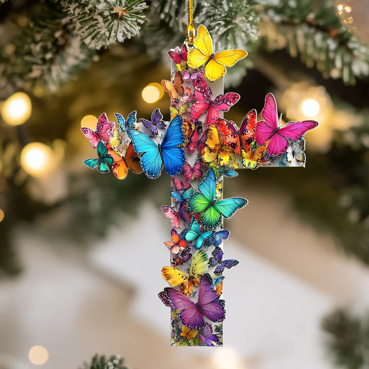Acrylic Ornament Butterfly Cross Of Transformation Beautiful Christmas Ornament