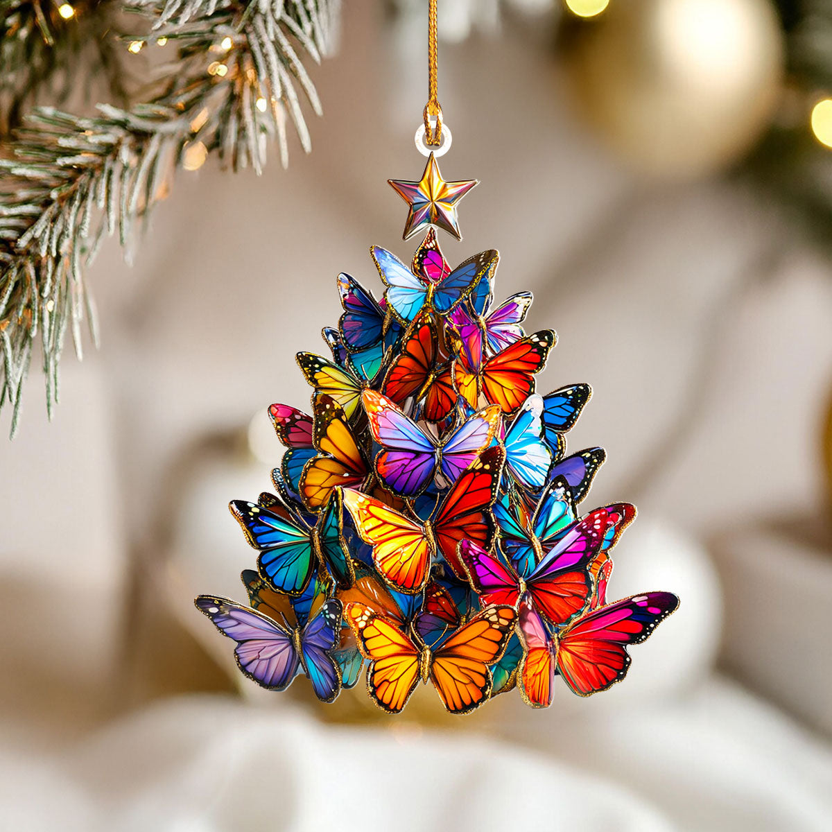 Acrylic Ornament Butterfly Holiday Charming Ornament For Couples Festive Christmas Tree Ornament