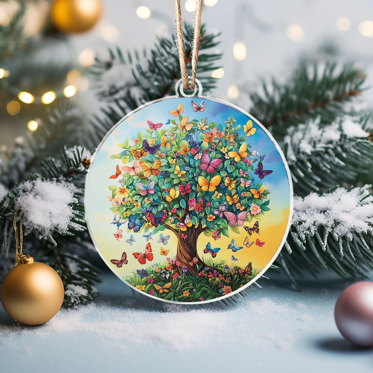 Acrylic Ornament Butterfly Tree Of Life Heartwarming Holiday Decoration