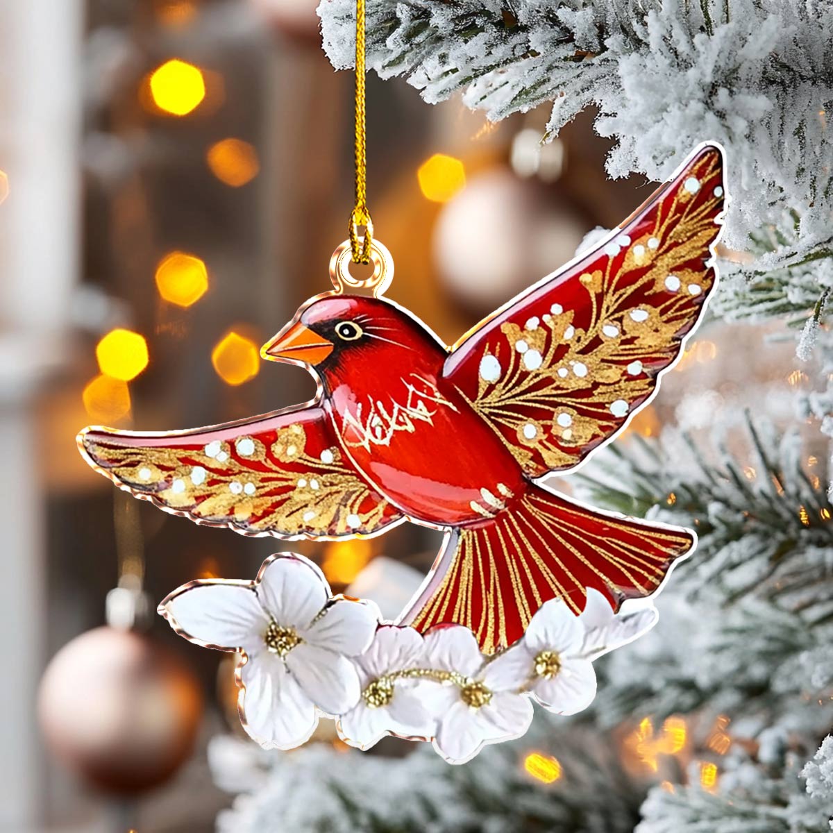 Acrylic Ornament Cardinal Bliss Charming Holiday Home Decoration