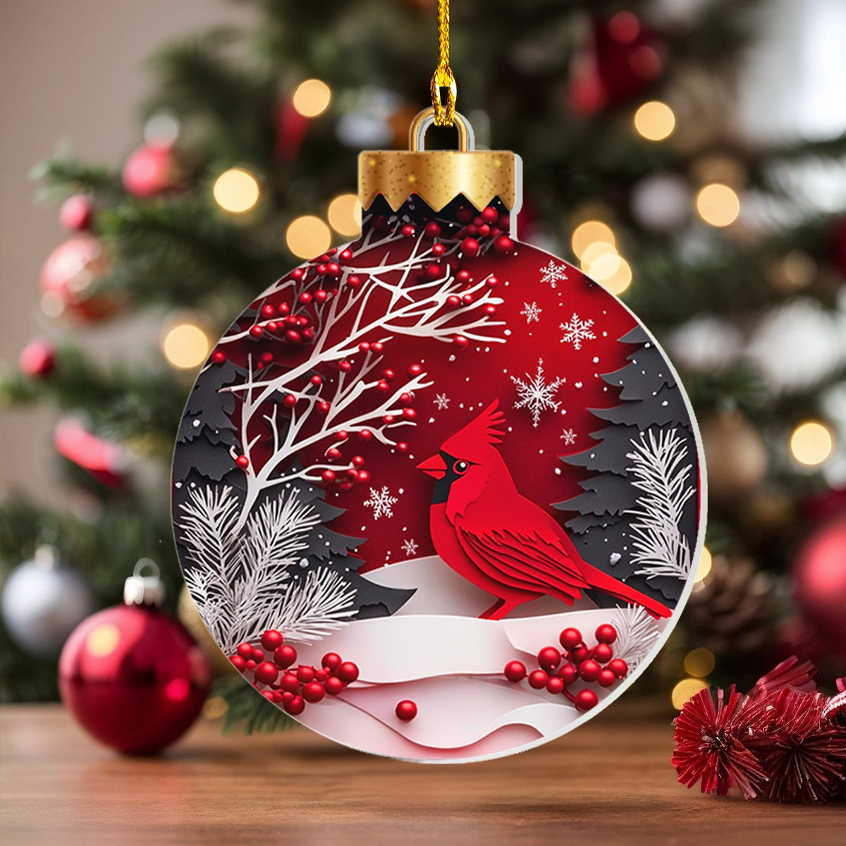 Acrylic Ornament Cardinals Winter Whispers Perfect Gift For Her Joyful Tree Ornament Collection