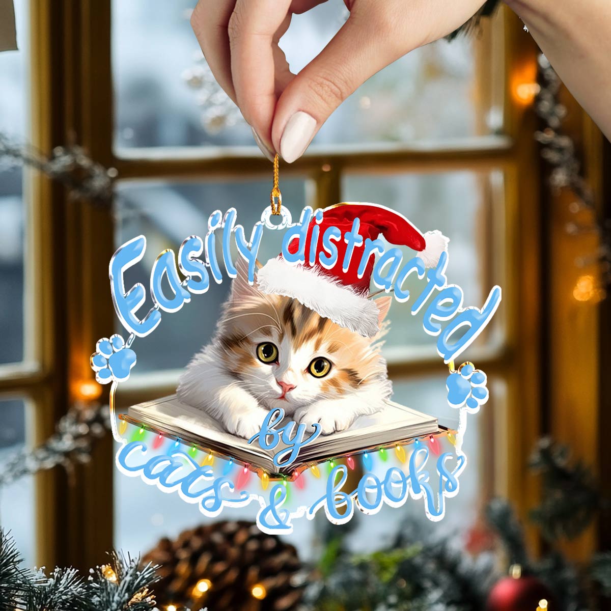 Acrylic Ornament Cat Book Beautiful Christmas Ornament