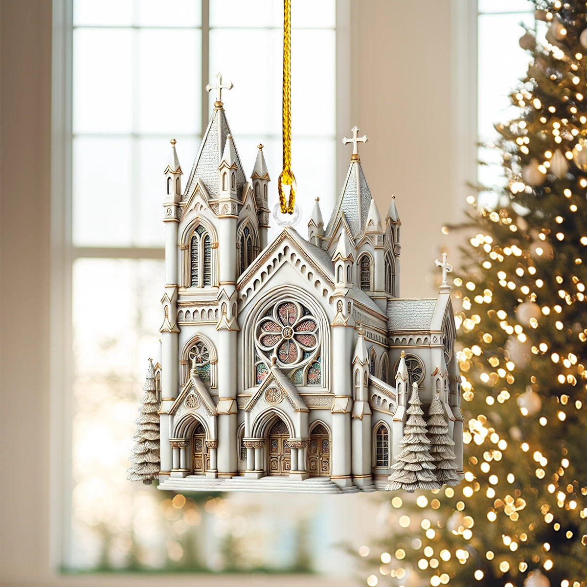 Acrylic Ornament Cathedral Of Faith Christmas Heartwarming Holiday Decoration