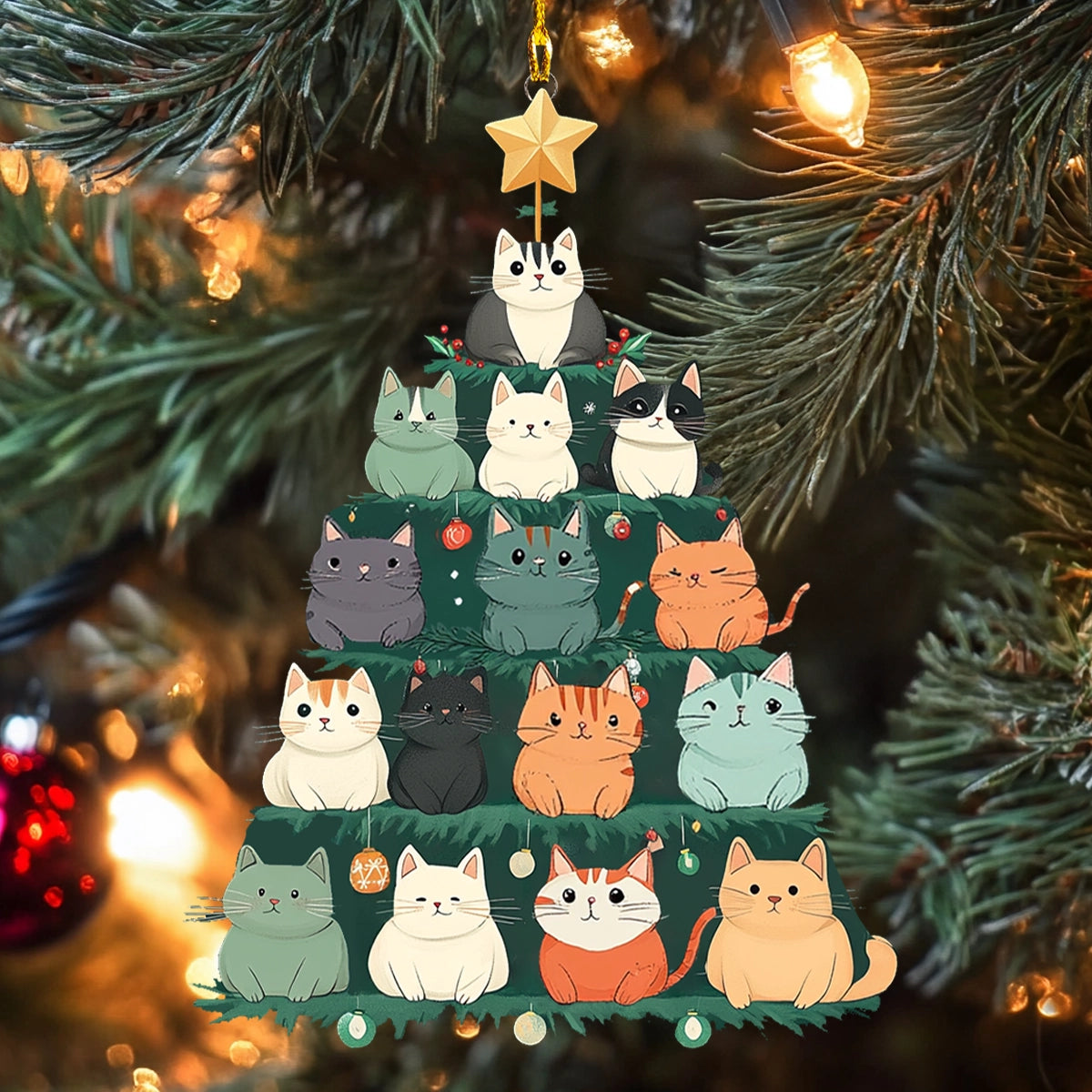 Acrylic Ornament Catmas Tree Of Joy Festive Christmas Tree Ornament