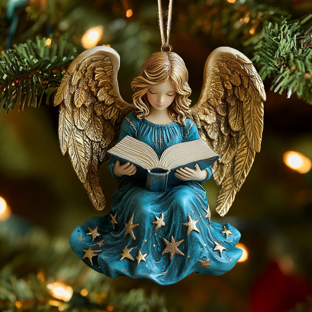 Acrylic Ornament Celestial Angel Reading Warm Winter Home Ornament
