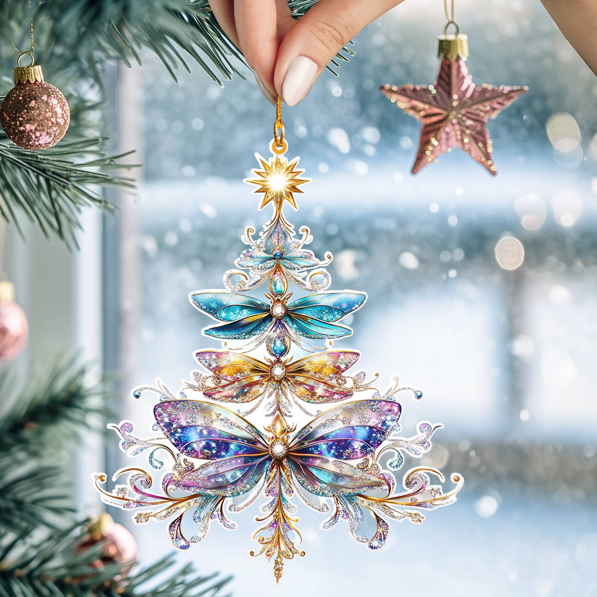 Acrylic Ornament Celestial Dragonfly Christmas Must-Have Holiday Tree Ornament