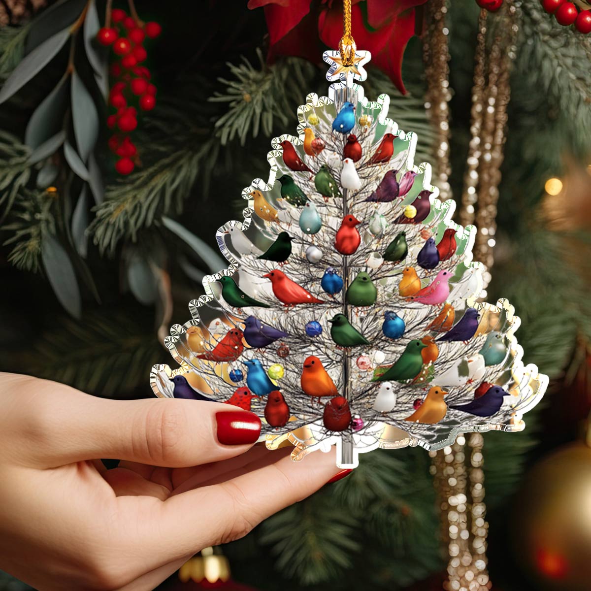 Acrylic Ornament Charming Birds Christmas Tree Must-Have Holiday Tree Ornament