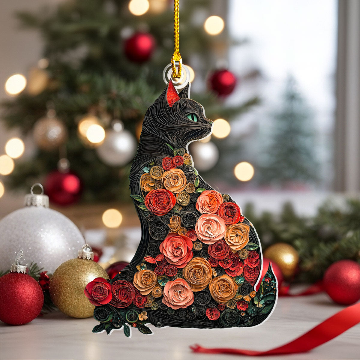 Acrylic Ornament Charming Cat Cute Custom Christmas Ornament