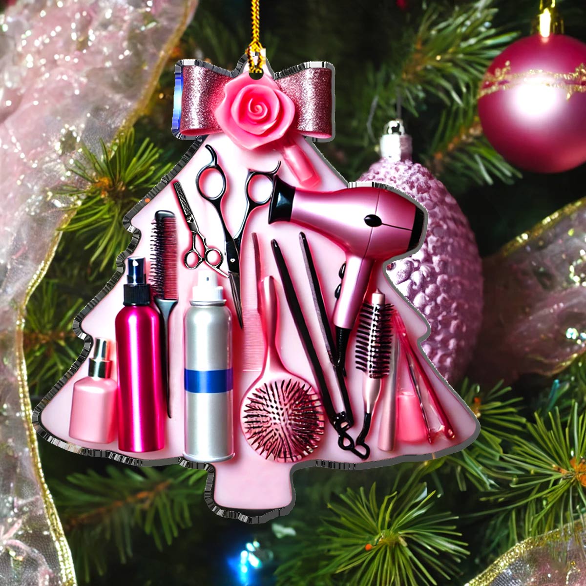 Acrylic Ornament Charming Hair Stylish Christmas Tree Festive Christmas Tree Ornament