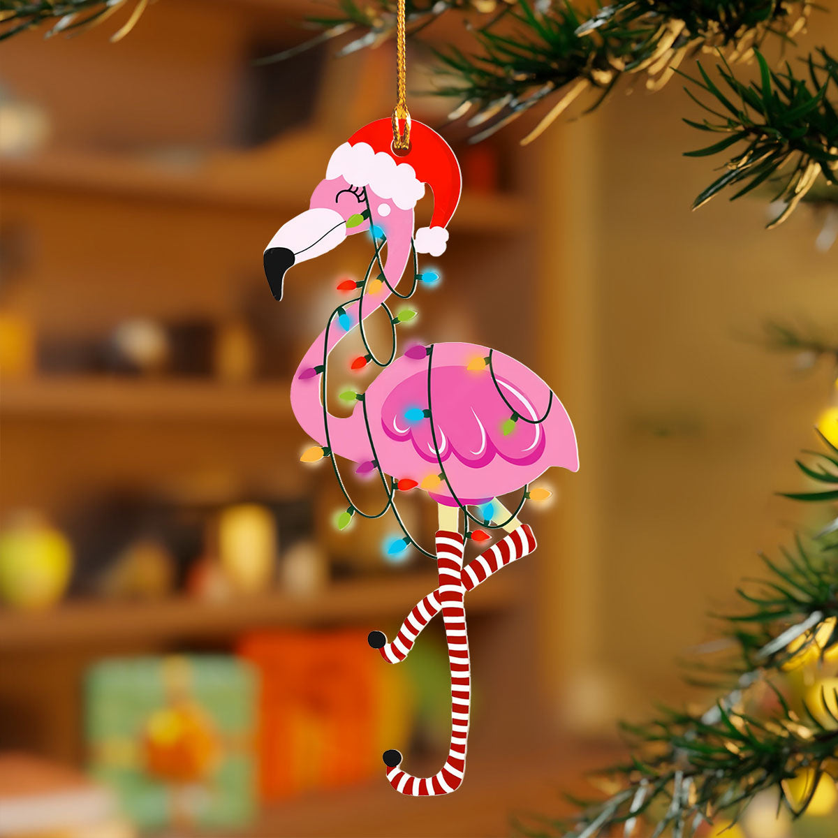 Acrylic Ornament Cheerful Flamingo Charming Ornament For Couples