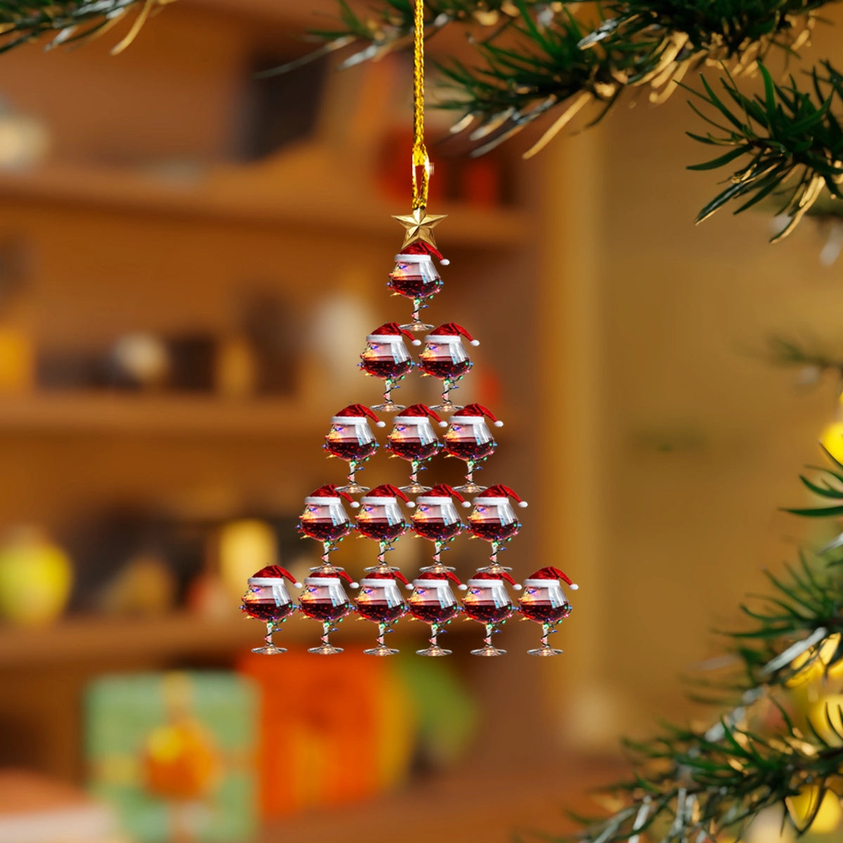 Acrylic Ornament Cheersmas Tree Wine Glass Warm Winter Home Ornament Trendy Everyday Merch Gift