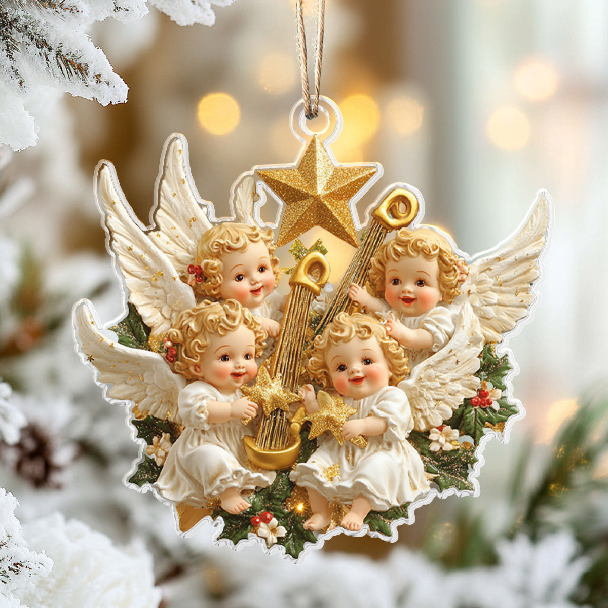 Acrylic Ornament Cherub Choir Lovely Holiday Ornament Gift