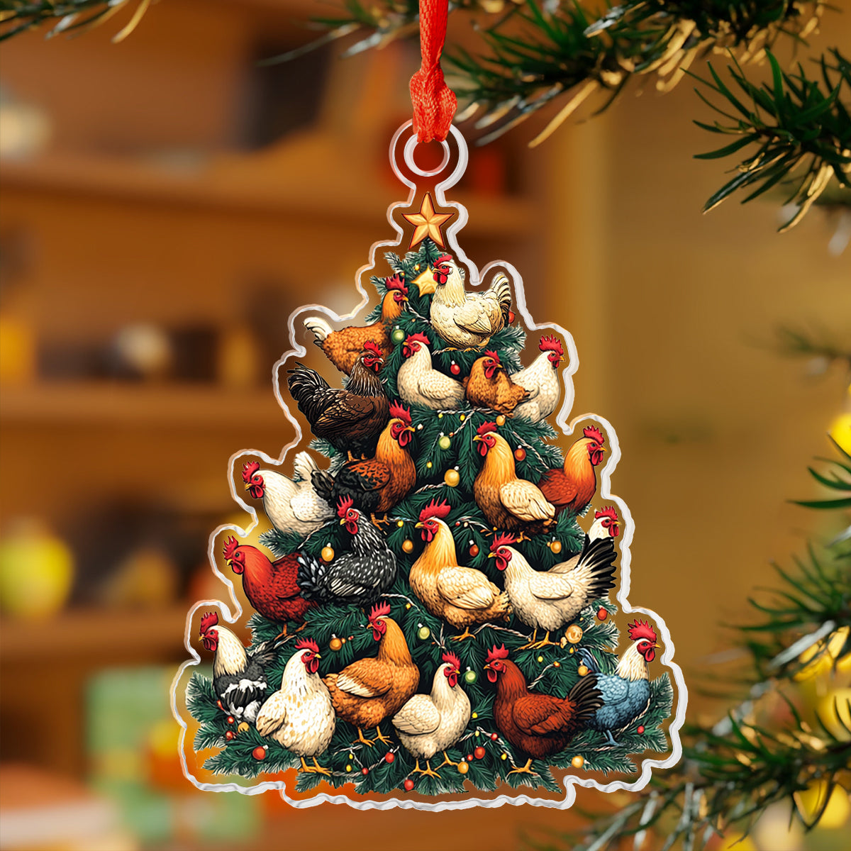 Acrylic Ornament Chicken Christmas Tree Cozy Christmas Tree Decoration