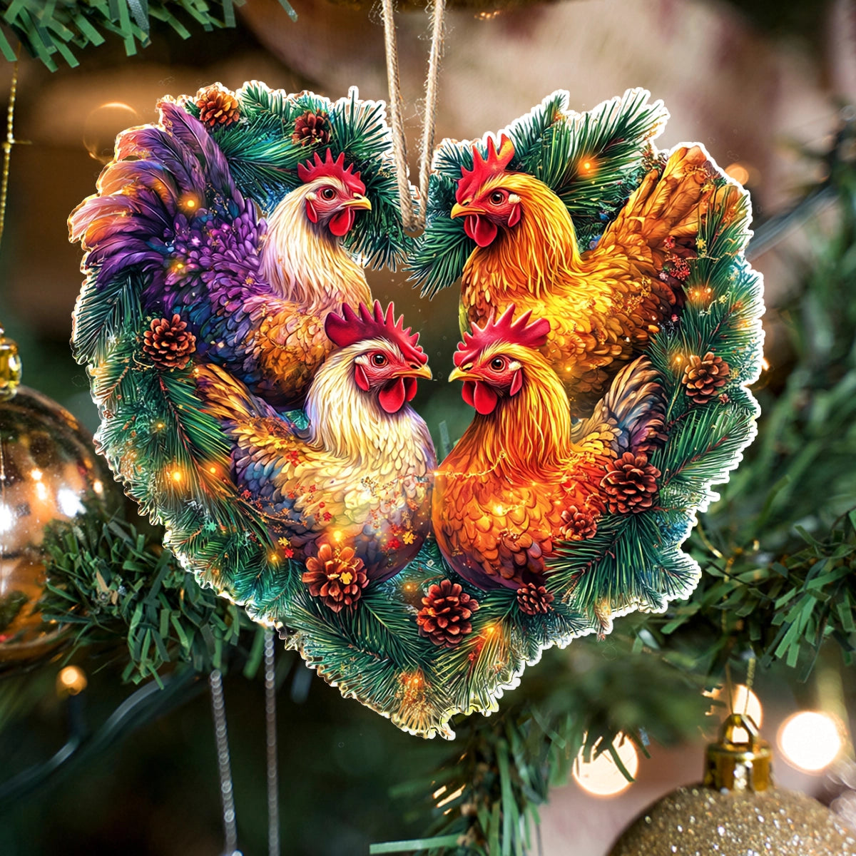 Acrylic Ornament Chicken Festive Flock Heart Adorable Ornament For Friends