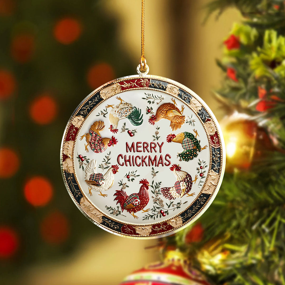 Acrylic Ornament Chicken Running Must-Have Holiday Tree Ornament