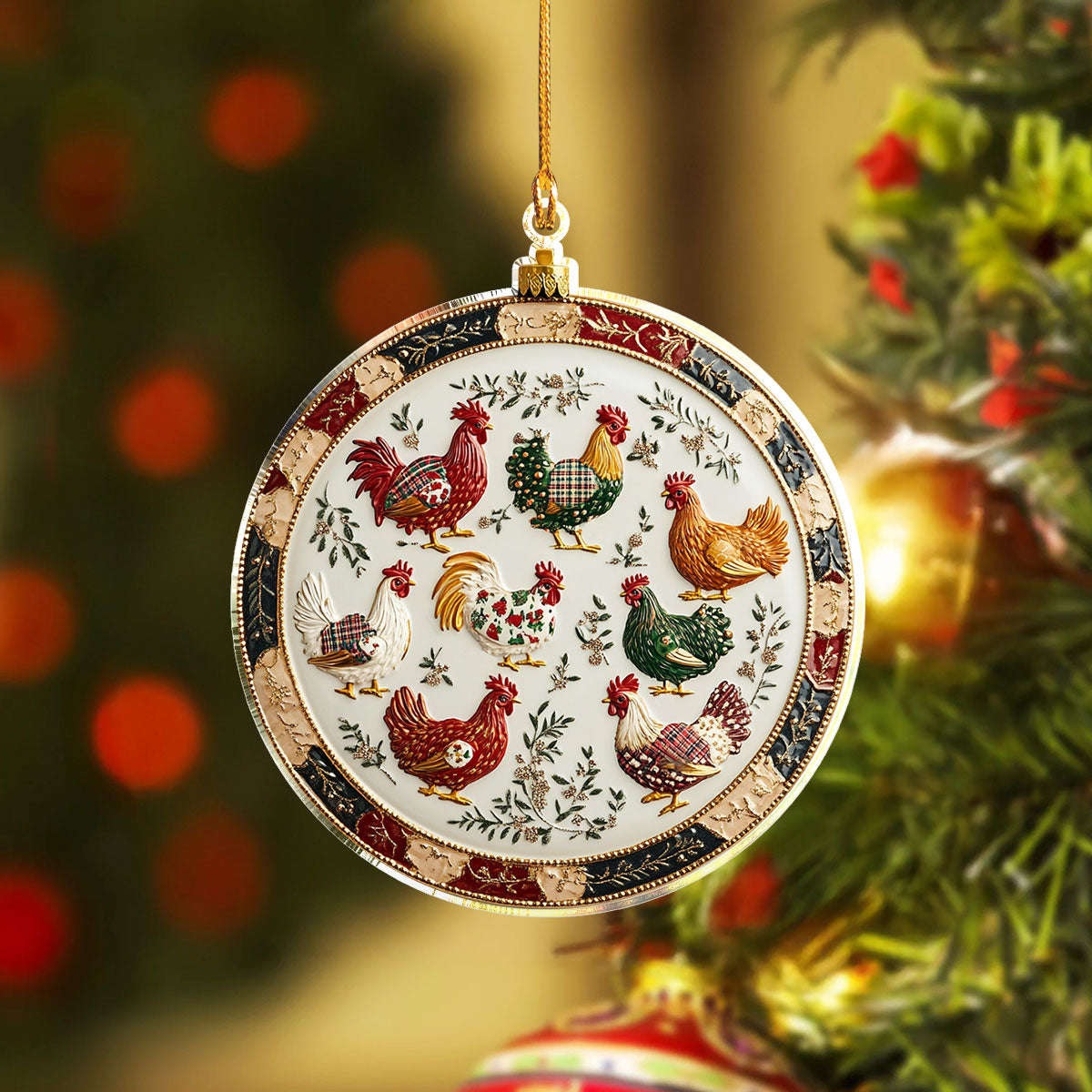 Acrylic Ornament Chickmas Chicken Joyful Tree Ornament Collection