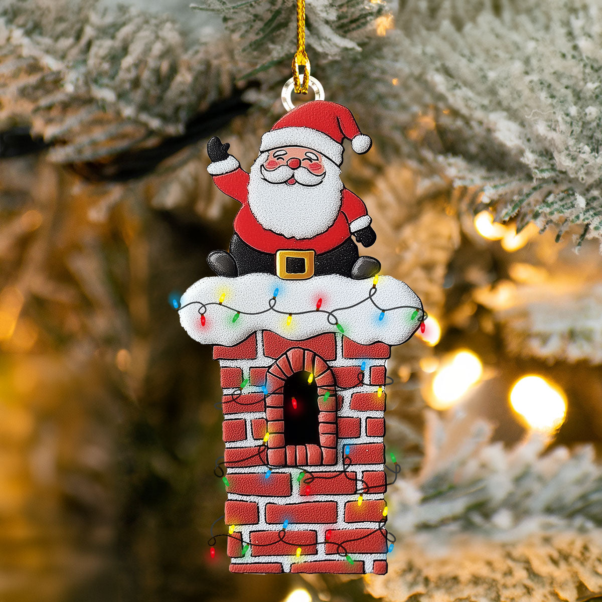 Acrylic Ornament Chimney Cheer Santa Exclusive Custom Print Gift Stylish Merch Ornament Design