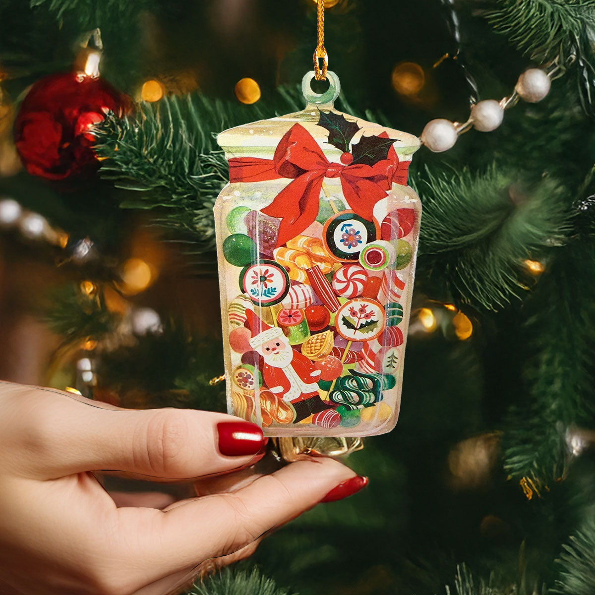 Acrylic Ornament Christmas Candy Jar Cute Custom Christmas Ornament