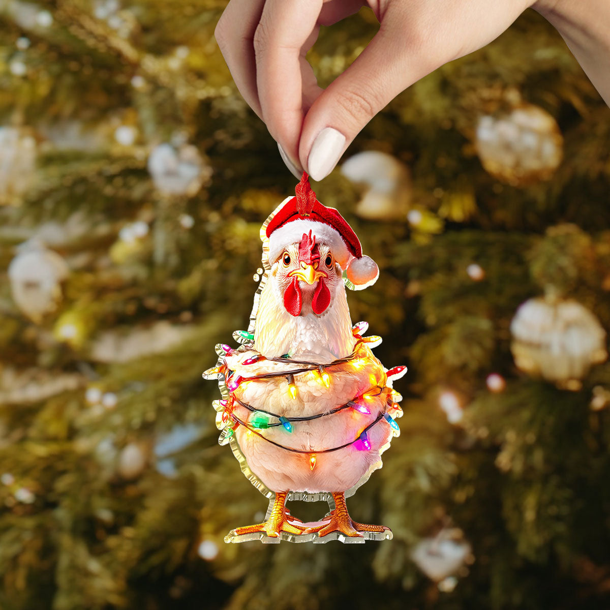 Acrylic Ornament Christmas Chicken Stylish Holiday Ornament Design