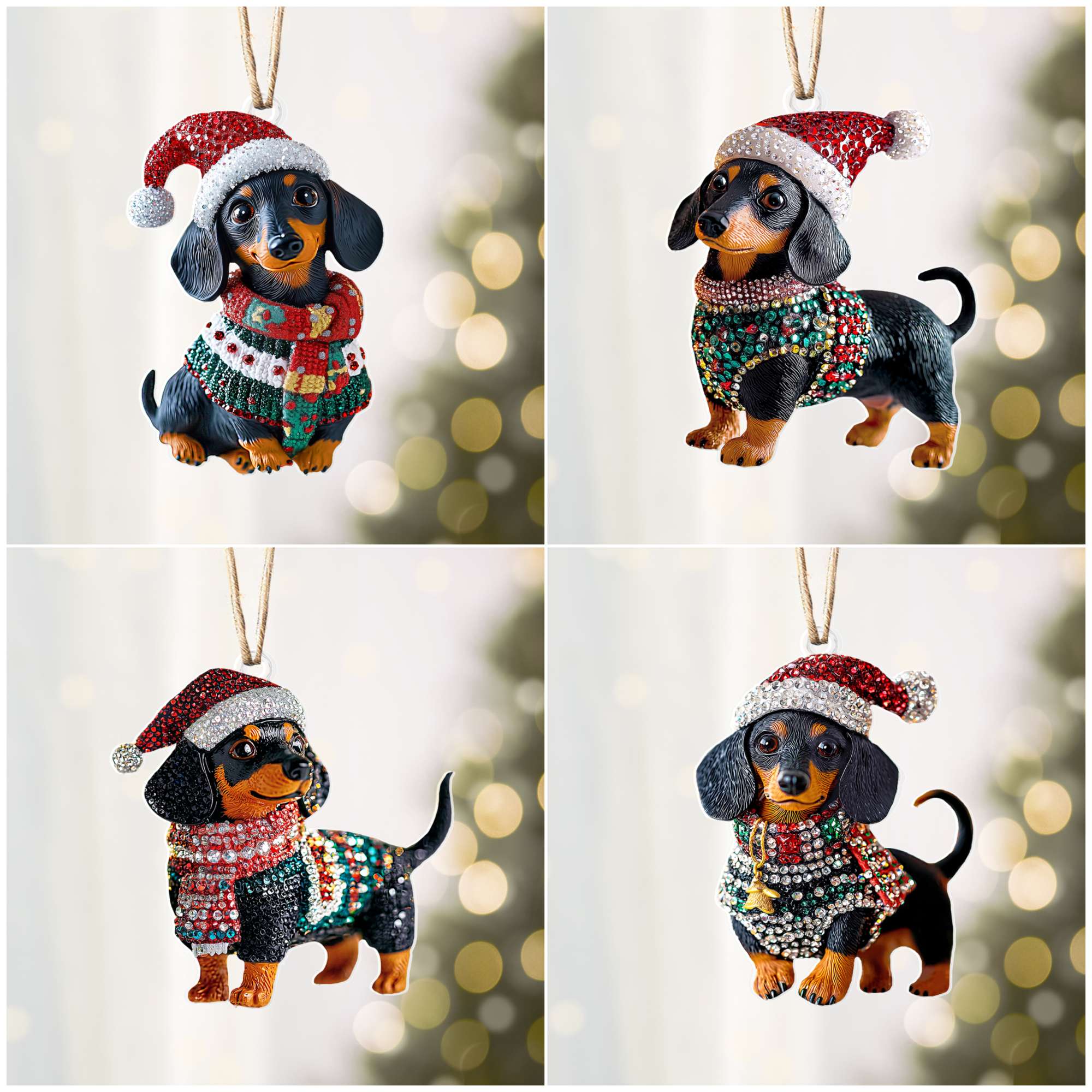 Acrylic Ornament Christmas Dachshund Collection Unique Merch Ornament Gift